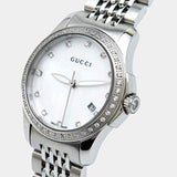 Gucci G Timeless Diamonds Mother of Pearl Dial Silver Mesh Bracelet Watch For Women - YA126508 Authentic Buy Shop Now