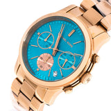 Michael Kors Runway Chronograph Turquoise Dial Rose Gold Steel Strap Watch For Women - MK6164 Authentic Buy Shop Now