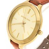 Michael Kors Runway Quartz Gold Dial Orange Leather Strap Watch For Women - MK2275 Authentic Buy Shop Now