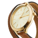 Michael Kors Runway Gold Dial Brown Leather Strap Watch For Women - MK2256 Authentic Buy Shop Now