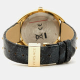 Versace Shadov Quartz Gold Dial Black Leather Strap Watch for Women - VEBM00318 Authentic Buy Shop Now