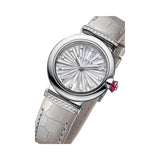 Bvlgari LVCEA Diamonds Silver Mother of Pearl Dial Silver Leather Strap Watch for Women - LVCEA103367 Authentic Buy Shop Now