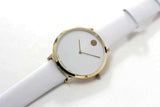 Movado 70th Anniversary Limited Edition White Dial White Leather Strap Watch For Women - 0607138 Authentic Buy Shop Now