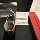 Movado Museum Black Dial Black Leather Strap Watch For Women - 2100006 Authentic Buy Shop Now