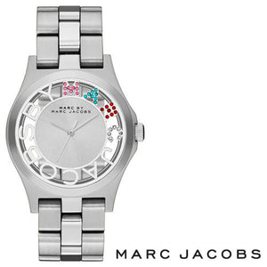 Marc Jacobs Henry Skeleton Silver Dial Silver Steel Strap Watch for Women - MBM3262 Authentic Buy Shop Now
