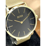 Hugo Boss Horizon Quartz Black Dial Gold Mesh Bracelet Watch For Men - HB1513735 Authentic Buy Shop Now
