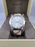 Burberry The City Smoke Dial Checked Brown Leather Strap Watch for Men - BU9358 Authentic Buy Shop Now