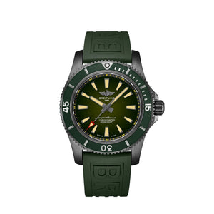Breitling Superocean Automatic 46 Green Dial Green Rubber Strap Watch for Men - M173681A1L1S1 Authentic Buy Shop Now