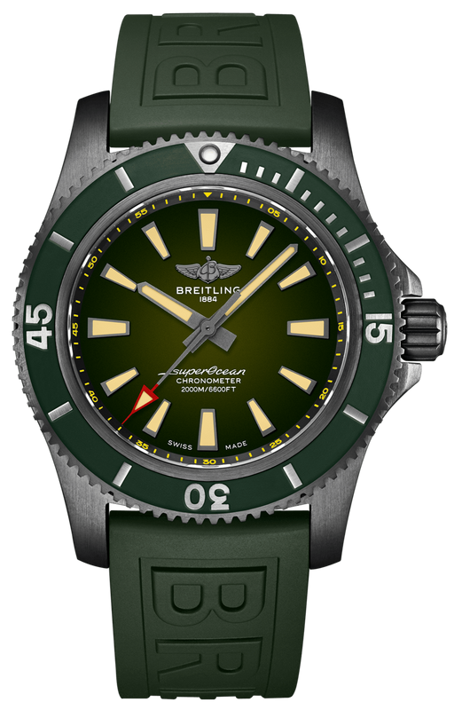 Breitling Superocean Automatic 46 Green Dial Green Rubber Strap Watch for Men - M173681A1L1S1 Authentic Buy Shop Now