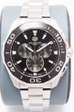 Tag Heuer Aquaracer Quartz Chronograph Black Dial Silver Steel Strap Watch for Men - CAY111A.BA0927 Authentic Buy Shop Now