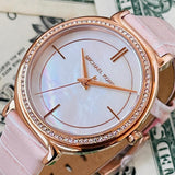 Michael Kors Cinthia Mother of Pearl Dial Pink Leather Strap Watch for Women - MK2663 Authentic Buy Shop Now