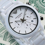Emporio Armani Classic Chronograph White Dial White Rubber Strap Watch For Men - AR1054 Authentic Buy Shop Now