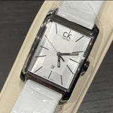 Calvin Klein Window White Dial White Leather Strap Watch for Women - K2M23120 Authentic Buy Shop Now