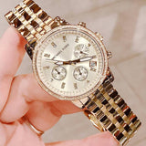 Michael Kors Runway Chronograph Gold Dial Gold Steel Strap Watch For Women - MK5698 Authentic Buy Shop Now