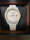 Coach Preston Mother of Pearl Dial White Steel Strap Watch for Women - 14503661 Authentic Buy Shop Now