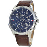 Tommy Hilfiger Henry Chronograph Blue Dial Brown Leather Strap Watch For Men -1710476 Authentic Buy Shop Now