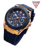 Guess Legacy Blue Dial Blue Silicone Strap Watch For Men - W1049G2 Authentic Buy Shop Now