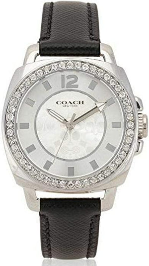 Coach Boyfriend Silver Dial Black Leather Strap Watch for Women - 14503152 Authentic Buy Shop Now