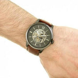Fossil Townsman Automatic Skeleton Black Dial Brown Leather Strap Watch for Men - ME3181 Authentic Buy Shop Now