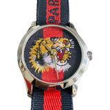 Gucci G Timless Le Marche Des Merveilles Blue & Red Dial Blue & Red Nylon Strap Unisex Watch - YA126495 Authentic Buy Shop Now