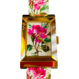 Gucci G-Frame Floral Mother of Pearl Dial White Leather Strap Watch For Women - YA147406 Authentic Buy Shop Now