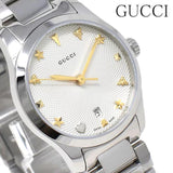 Gucci G Timeless White Dial Silver Steel Strap Watch For Women - YA126572A Authentic Buy Shop Now