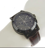 Burberry The City Chronograph Ion Plated Grey Dial Grey Leather Strap Watch for Men - BU9384 Authentic Buy Shop Now
