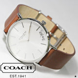 Coach Perry Silver Dial Brown Leather Strap Watch for Women - 14503120 Authentic Buy Shop Now