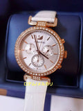 Swarovski Era Journey Silver Dial White Leather Strap Watch for Women - 5295369 Authentic Buy Shop Now
