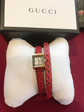 Gucci G Frame White Dial Red Leather Strap Watch For Women - YA128524 Authentic Buy Shop Now