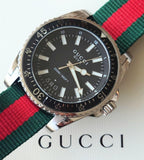 Gucci Dive Black Dial Two Tone NATO Strap Watch For Men - YA136206 Authentic Buy Shop Now