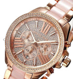 Michael Kors Wren Crystals Rose Gold Dial Rose Gold Steel Strap Watch for Women - MK6096 Authentic Buy Shop Now