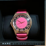 Marc Jacobs Henry Skeleton Pink Dial Pink Leather Strap Watch for Women - MBM1243 Authentic Buy Shop Now