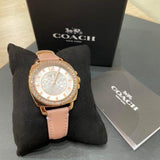 Coach Boyfriend Mother of Pearl White Dial Pink Leather Strap Watch for Women - 14503151 Authentic Buy Shop Now