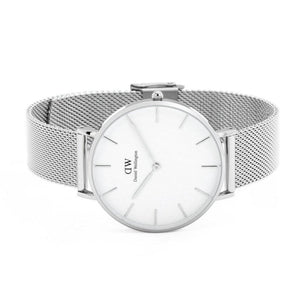 Daniel Wellington Petite Sterling Quartz White Dial Silver Mesh Bracelet Watch For Men - DW00100306 Authentic Buy Shop Now