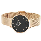 Daniel Wellington Classic Melrose Black Dial Rose Gold Mesh Bracelet Watch For Women - DW00100161 Authentic Buy Shop Now