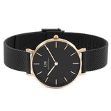 Daniel Wellington Petite Ashfield Black Dial Black Mesh Bracelet Watch Watch For Women - DW00100201 Authentic Buy Shop Now