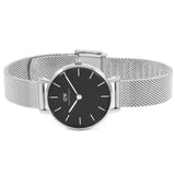 Daniel Wellington Petite Sterling Black Dial Silver Mesh Bracelet Watch For Women - DW00100218 Authentic Buy Shop Now