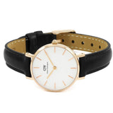 Daniel Wellington Classic Petite Sheffield White Dial Black Leather Strap Watch For Women - DW00100230 Authentic Buy Shop Now