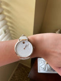 Movado 70th Anniversary Limited Edition White Dial White Leather Strap Watch For Women - 0607138 Authentic Buy Shop Now