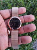 Calvin Klein Minimal Black Dial Rose Gold Mesh Bracelet Watch for Women - K3M2262Y Authentic Buy Shop Now