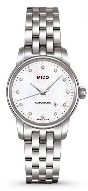 Mido Baroncelli Automatic Mother Of Pearl Dial Silver Steel Strap Watch For Women - M7600.4.69.1 Authentic Buy Shop Now