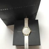 Marc Jacobs Lidia Stripe White Dial White Leather Strap Watch for Women - MBM1164 Authentic Buy Shop Now