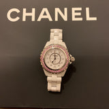 Chanel J12 Sapphire Bezel Ceramic White Dial White Steel Strap Watch for Women - J12 H2010 Authentic Buy Shop Now