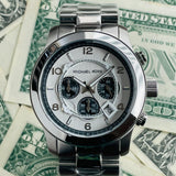 Michael Kors Runway Chronograph Silver Dial Silver Steel Strap Watch for Men - MK8060 Authentic Buy Shop Now