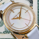 Michael Kors Cinthia Mother of Pearl Dial White Leather Strap Watch for Women - MK2662 Authentic Buy Shop Now