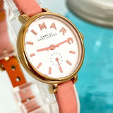Marc Jacobs Sally White Dial Orange Leather Strap Watch for Women - MBM1355 Authentic Buy Shop Now