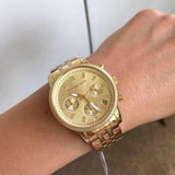 Michael Kors Ritz Chronograph Gold Dial Gold Steel Strap Watch for Women - MK5676 Authentic Buy Shop Now