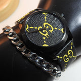 Gucci G Timeless Ghost Black Dial Black Leather Strap Watch For Men - YA1264019 Authentic Buy Shop Now
