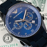 Emporio Armani Sportivo Chronograph Blue Dial Black Strap Watch For Men - AR5921 Authentic Buy Shop Now